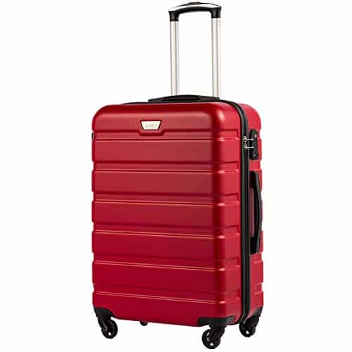 COOLIFE Hartschalen-Koffer Trolley Rollkoffer Reisekoffer mit TSA-Schloss und 4 Rollen(Rot, Handgepäck)